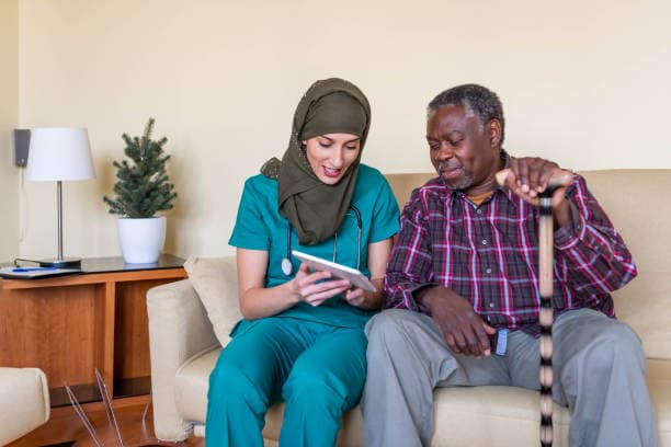 Older adult enjoying time at home